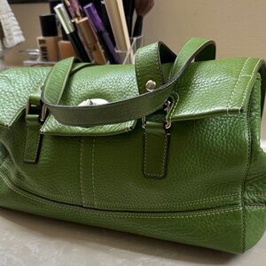 Coach Green Pebbled Leather Satchel